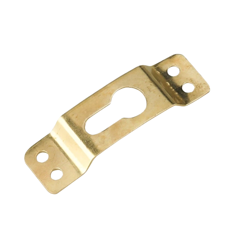 Gold Four Hole Concealed Keyhole Frame Hanger 63 mm long 20 mm wide 0.8 mm steel bow 6 mm dual keyhole slots 15 kg