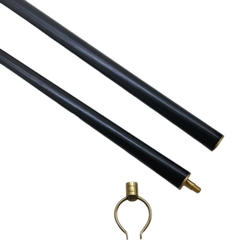 Black Solid Wood Picture Hanging Rod Standard 1.5m two-section matte black with brass fork head