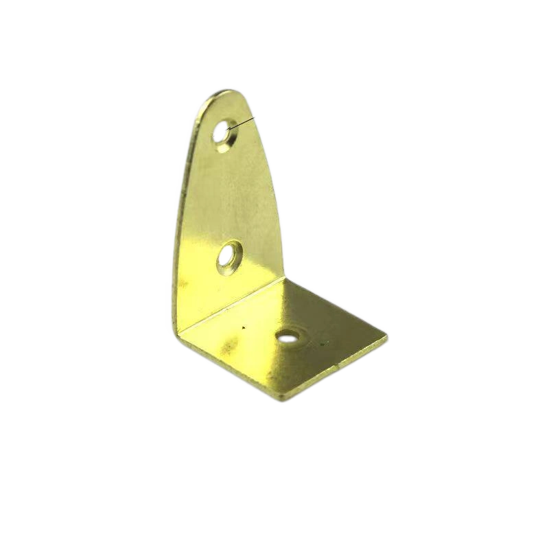 Gold Small Flat L-Bracket 45 mm tall 21 mm arm 27 mm base 4 mm holes gold-tone steel flat no hook