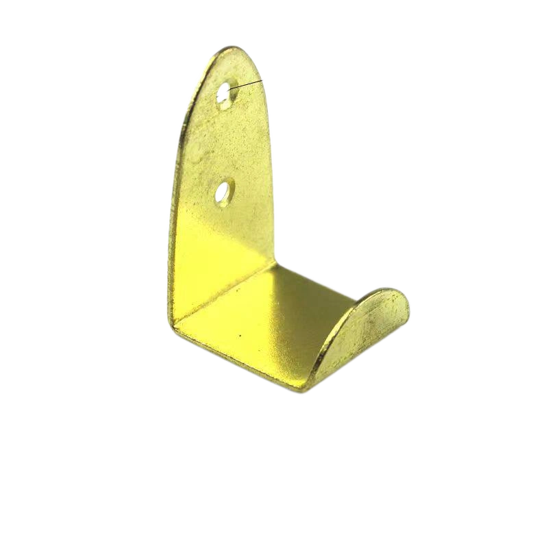 Gold Medium Hook L-Bracket 55 mm tall 32 mm arm 31 mm base retaining lip 4 mm holes gold steel
