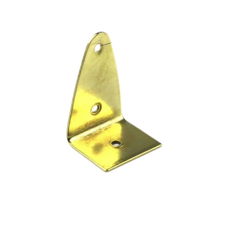 Gold Medium Flat L-Bracket 54 mm variant 3 29 mm arm 34 mm base 4 mm holes flat gold-tone