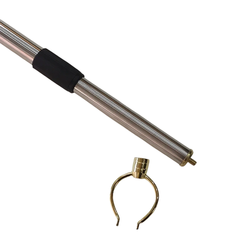 Telescopic Stainless Steel Picture Hanging Rod adjustable 80cm to 1.57m rubber lock collar brass fork head