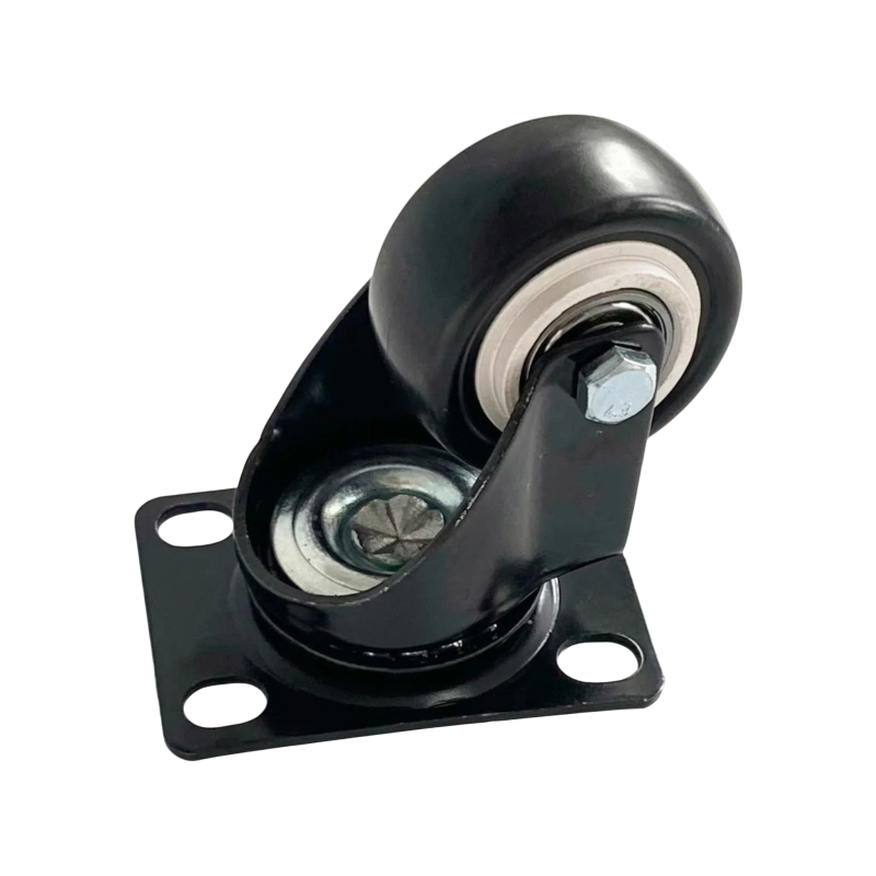 swivel caster wheel corner cutting machine 77mm height 70mm base 50mm depth black rubber bolt plate replacement